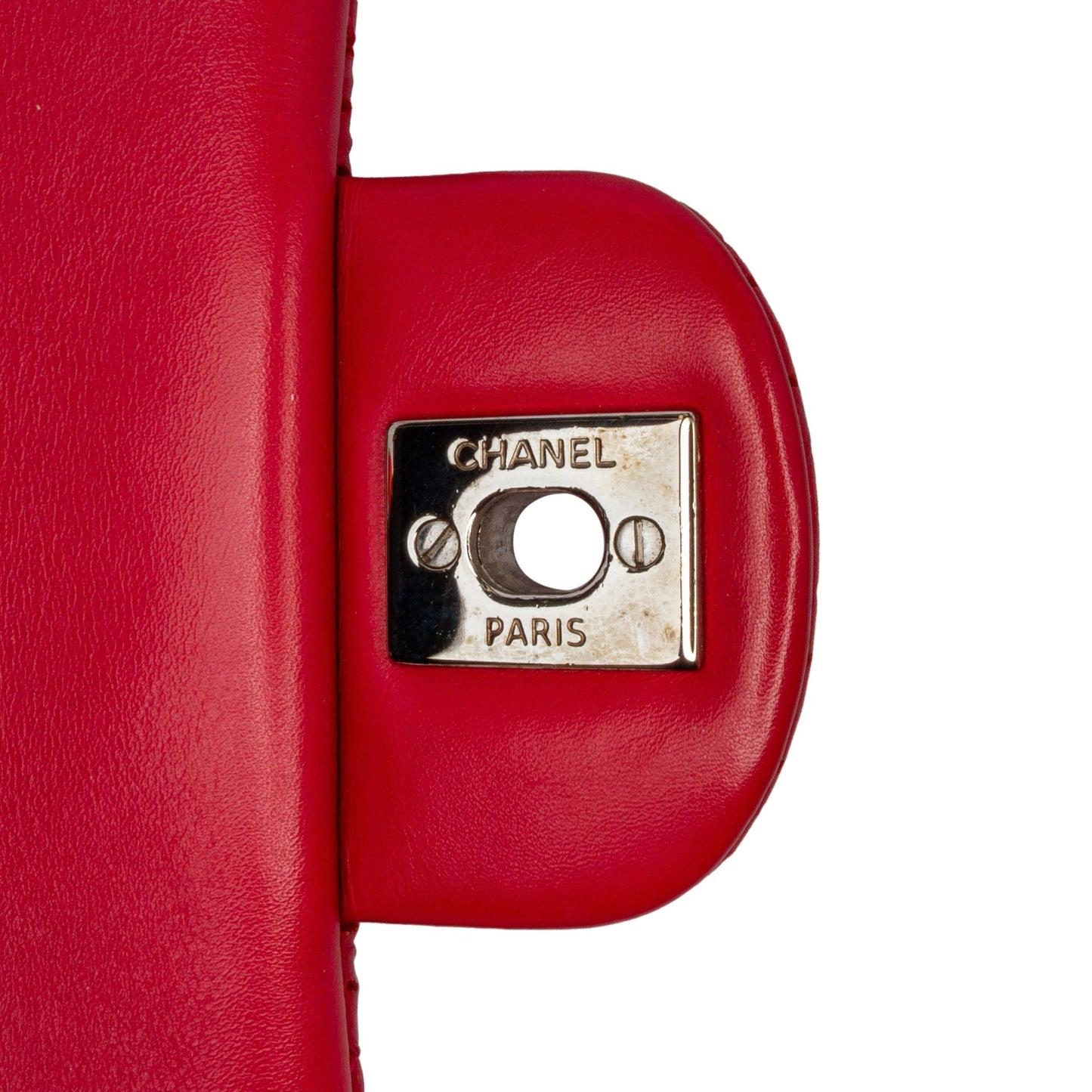 Red Chanel Medium Perforated Lambskin Punch Flap Shoulder Bag