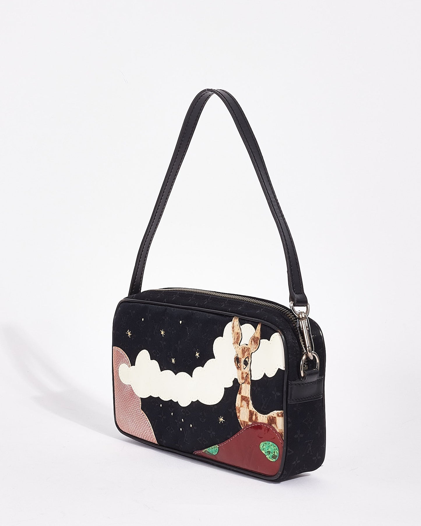 Louis Vuitton Black Monogram Mini Lin Satin "Conte Des Fees Pochette Shoulder Bag
