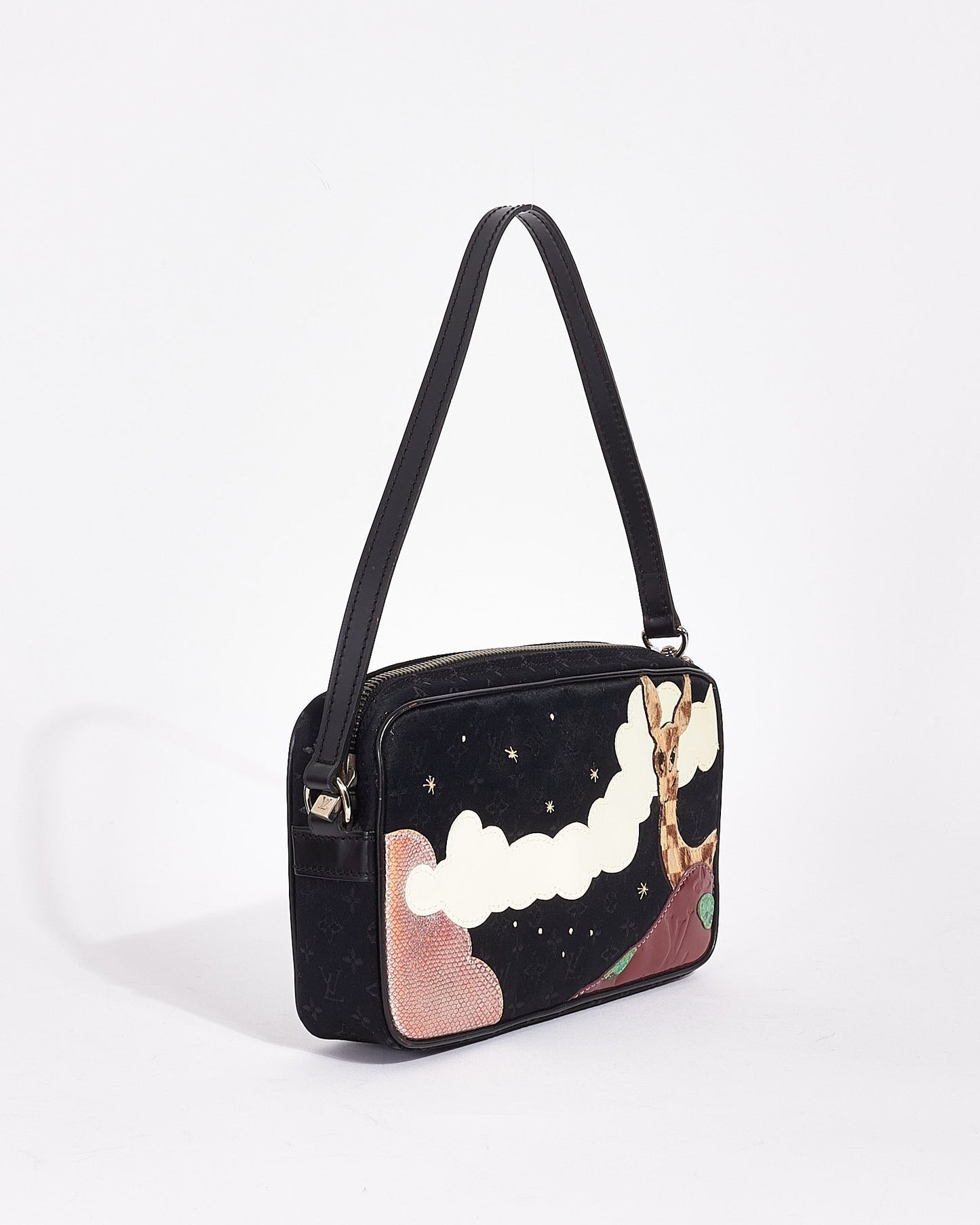 Louis Vuitton Black Monogram Mini Lin Satin "Conte Des Fees Pochette Shoulder Bag