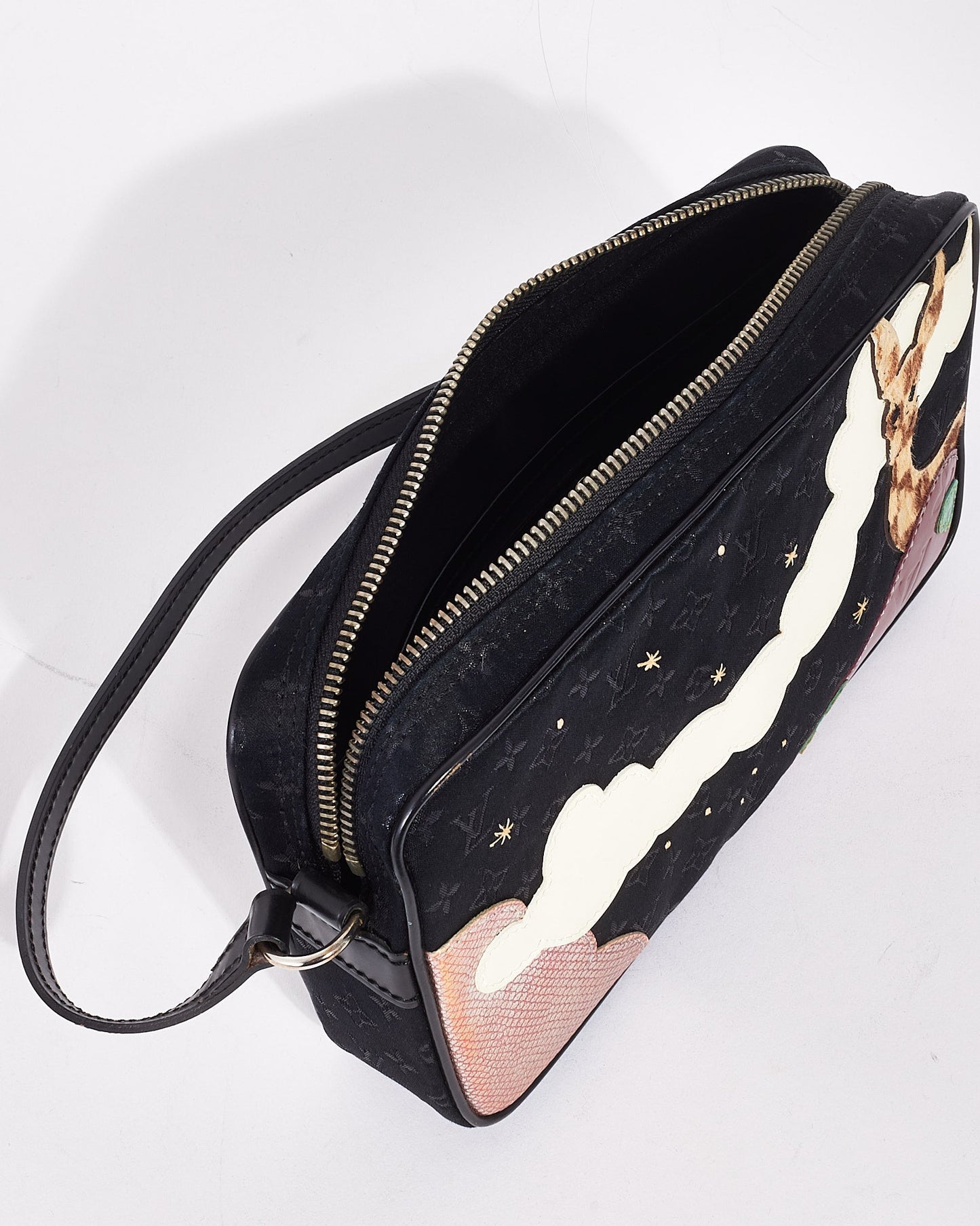 Louis Vuitton Black Monogram Mini Lin Satin "Conte Des Fees Pochette Shoulder Bag