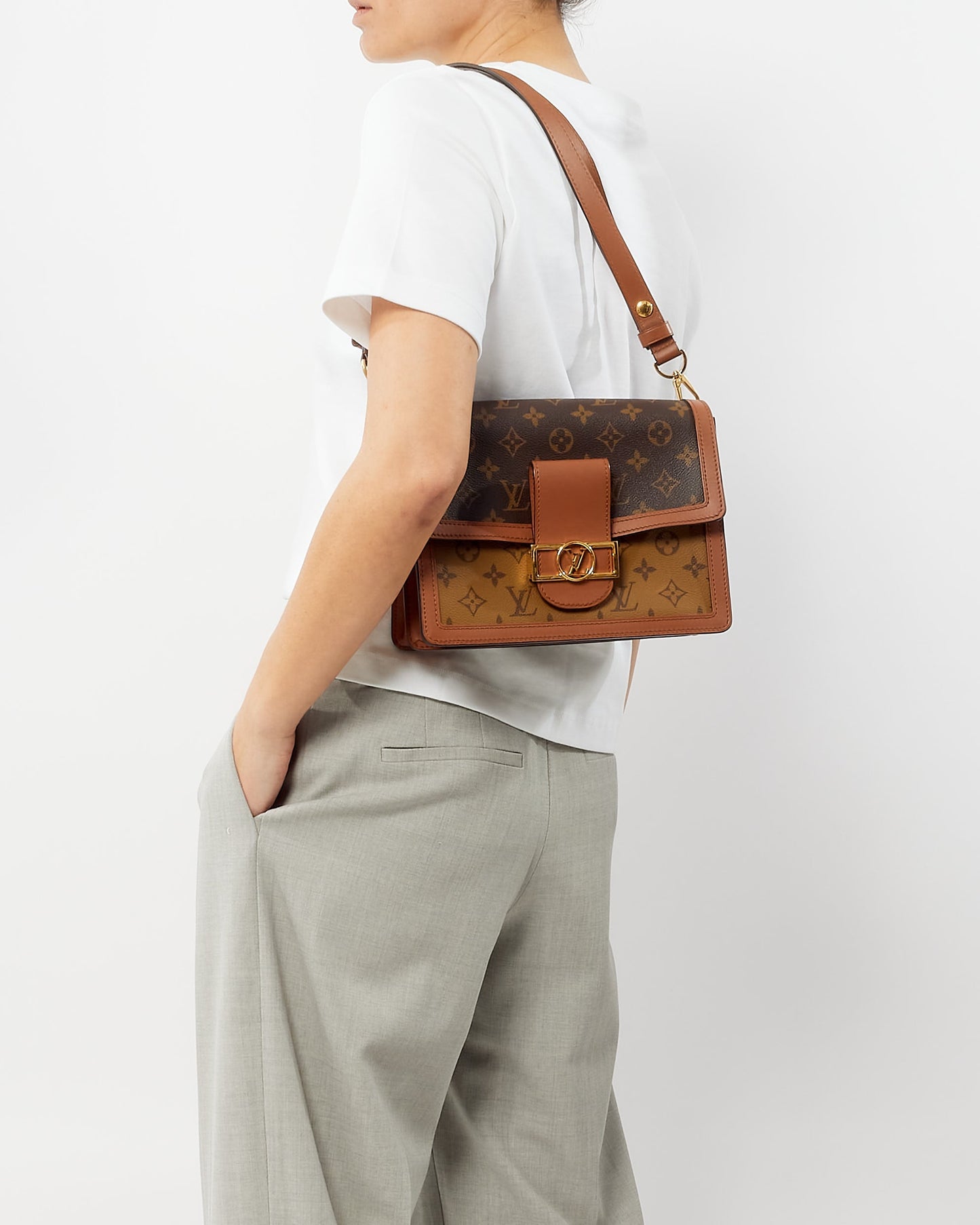 Louis Vuitton Reverse Monogram Canvas Dauphine MM Shoulder Bag