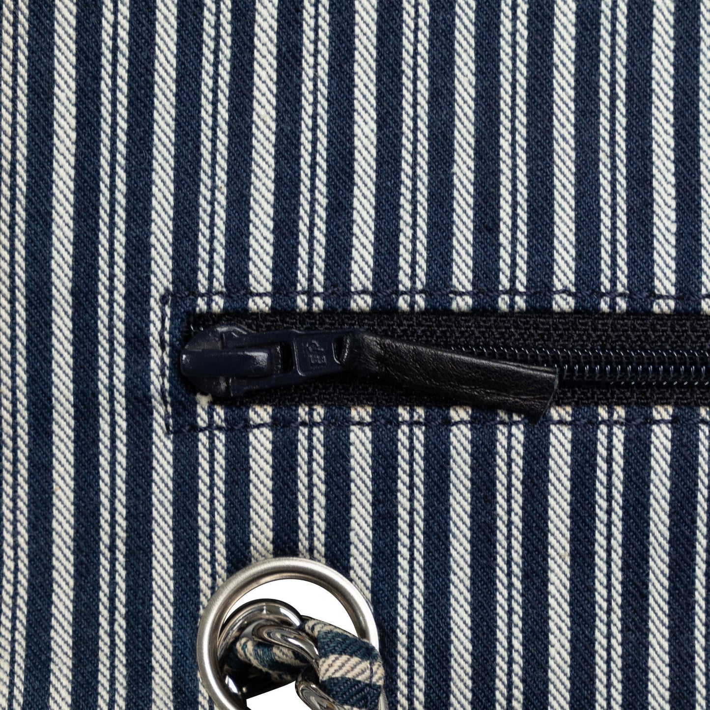 Blue Chanel Medium Cotton Striped Double Flap Shoulder Bag