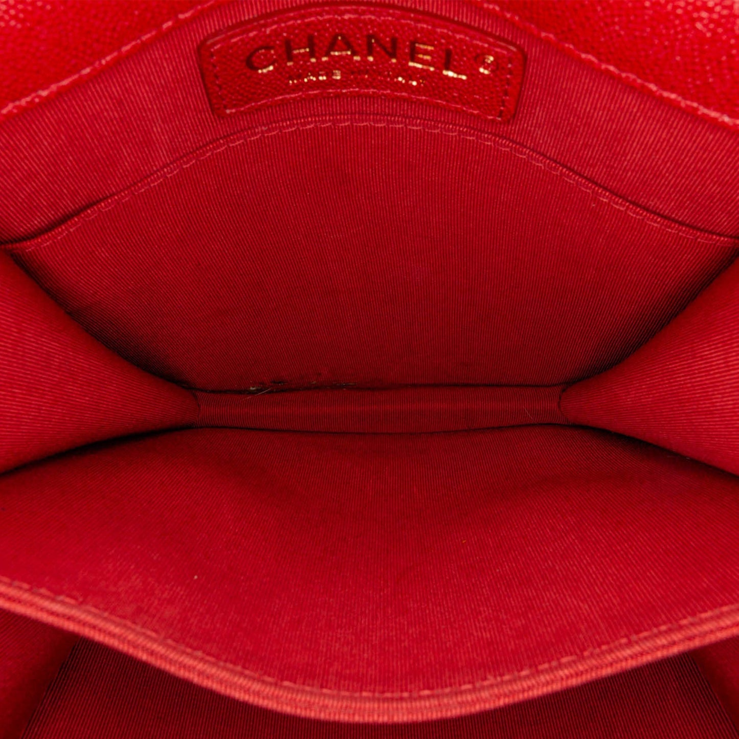 Red Chanel Quilted Caviar North South Boy Flap Shoulder Bag