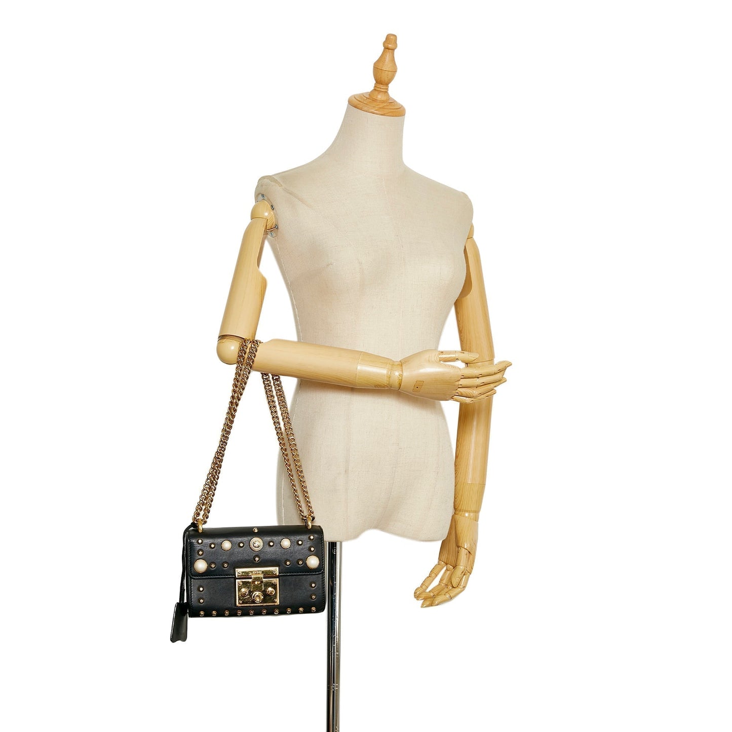 Gucci Pearl Studded Padlock Crossbody Bag