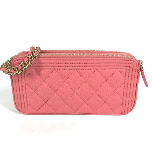 CHANEL Shoulder Bag A84069 Caviar skin Pink x Gold Metal CCCOCO Mark Boy Chanel COCO Mark