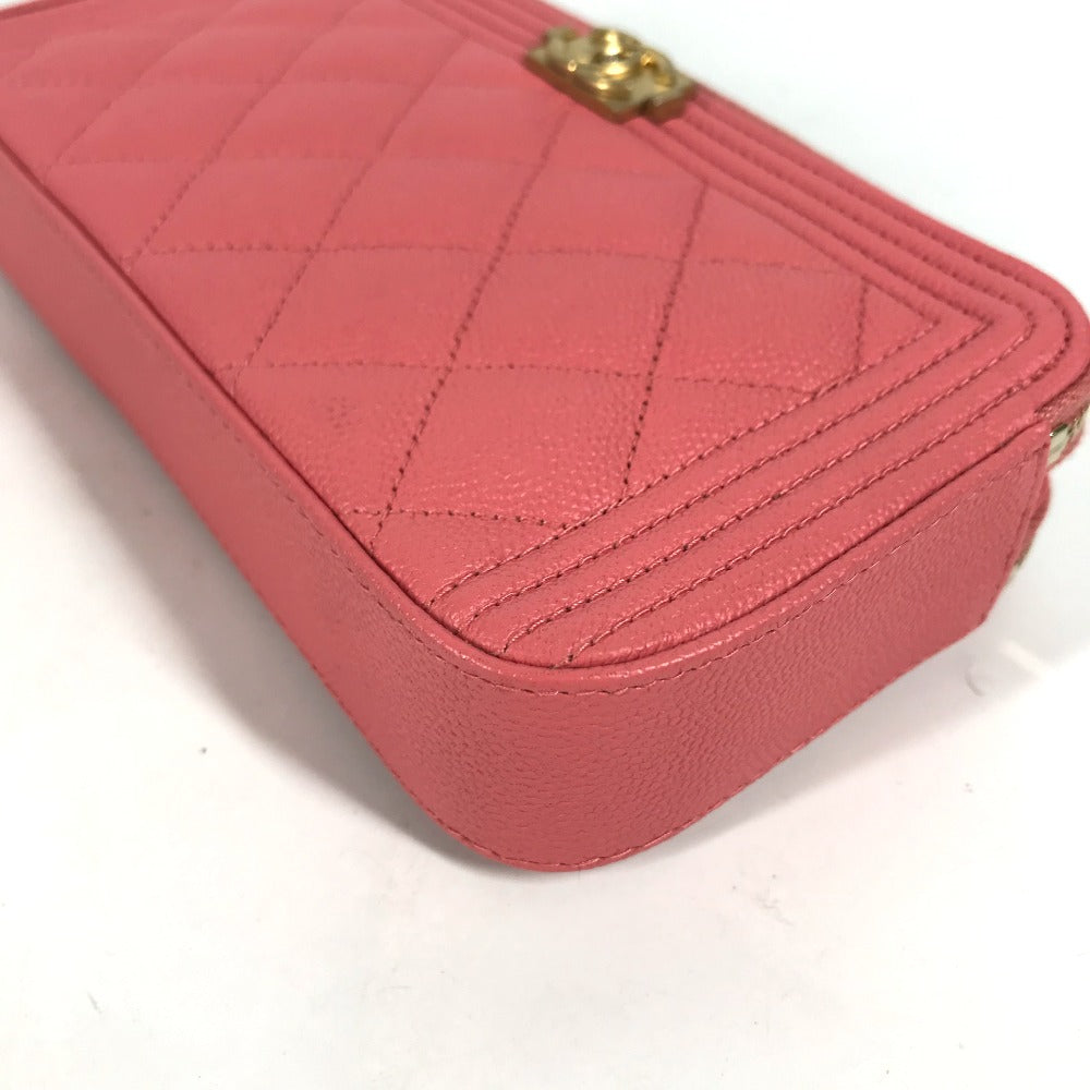CHANEL Shoulder Bag A84069 Caviar skin Pink x Gold Metal CCCOCO Mark Boy Chanel COCO Mark