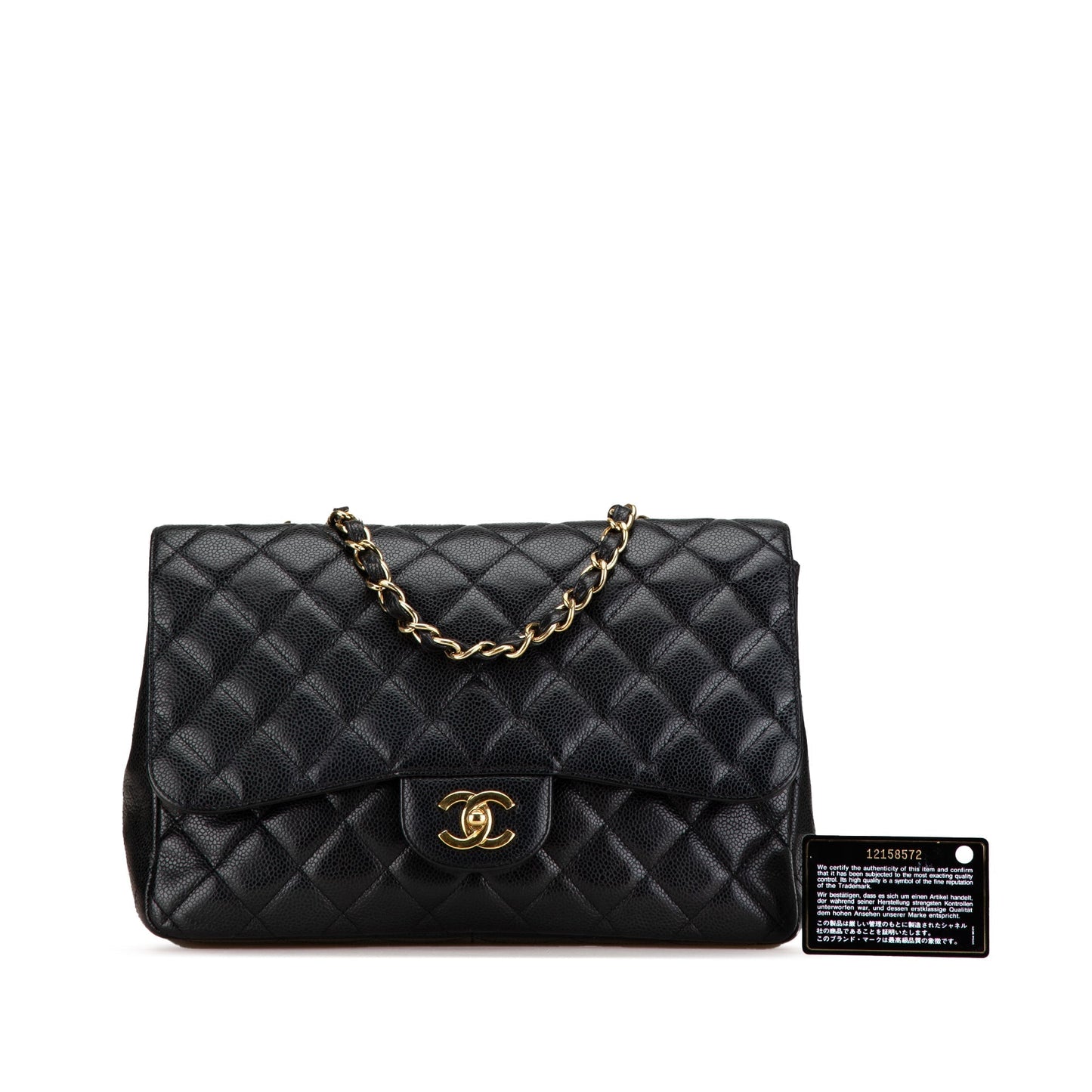 Black Chanel Jumbo Classic Caviar Single Flap Shoulder Bag