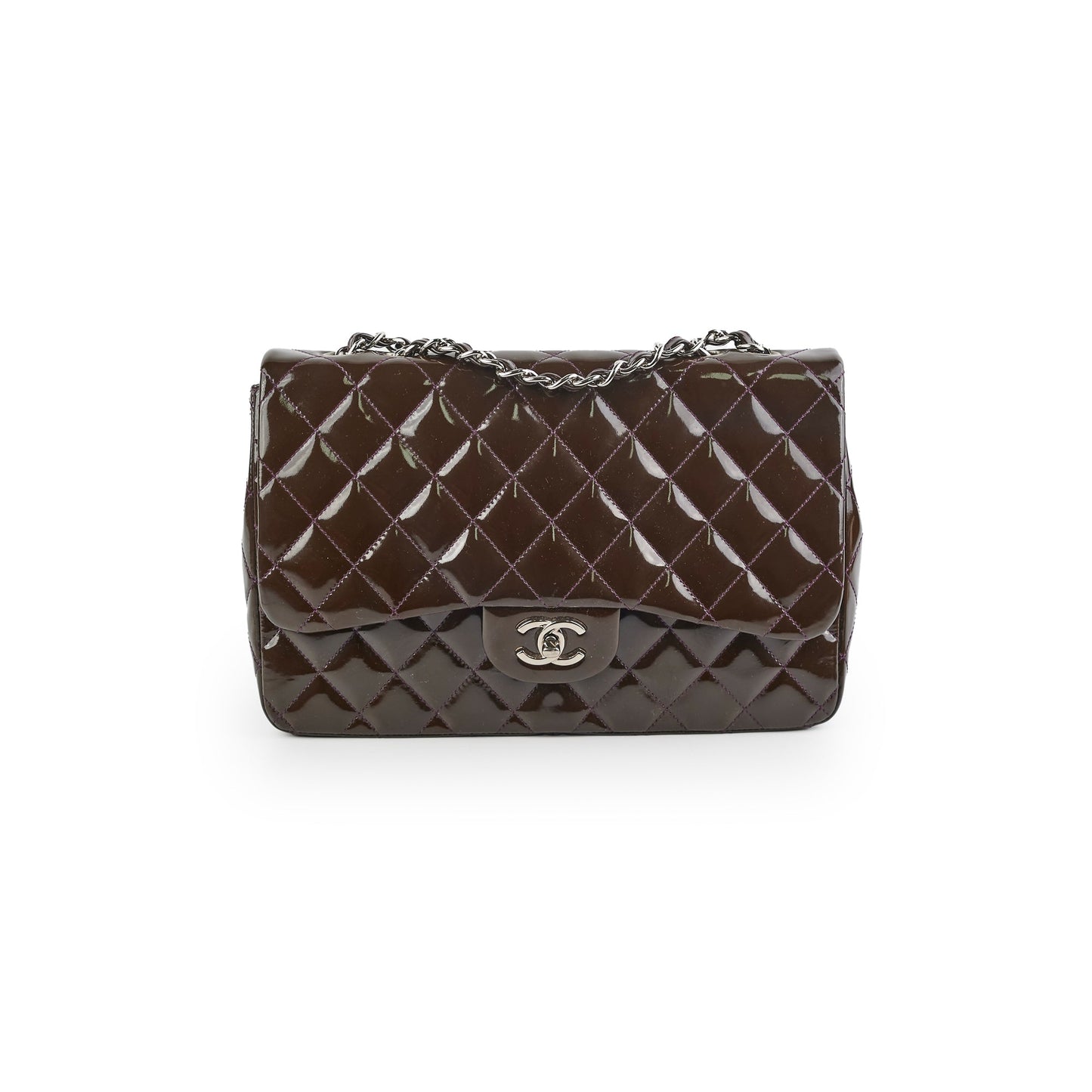 Chanel Jumbo Patent Brown Shoulder Bag