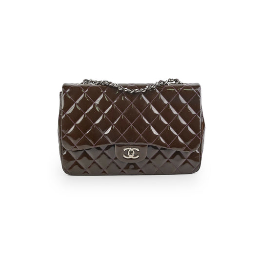 Chanel Jumbo Patent Brown Shoulder Bag