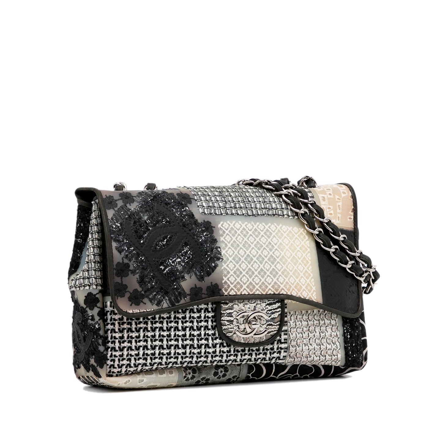 Black Chanel Jumbo CC Patchwork Classic Flap Shoulder Bag