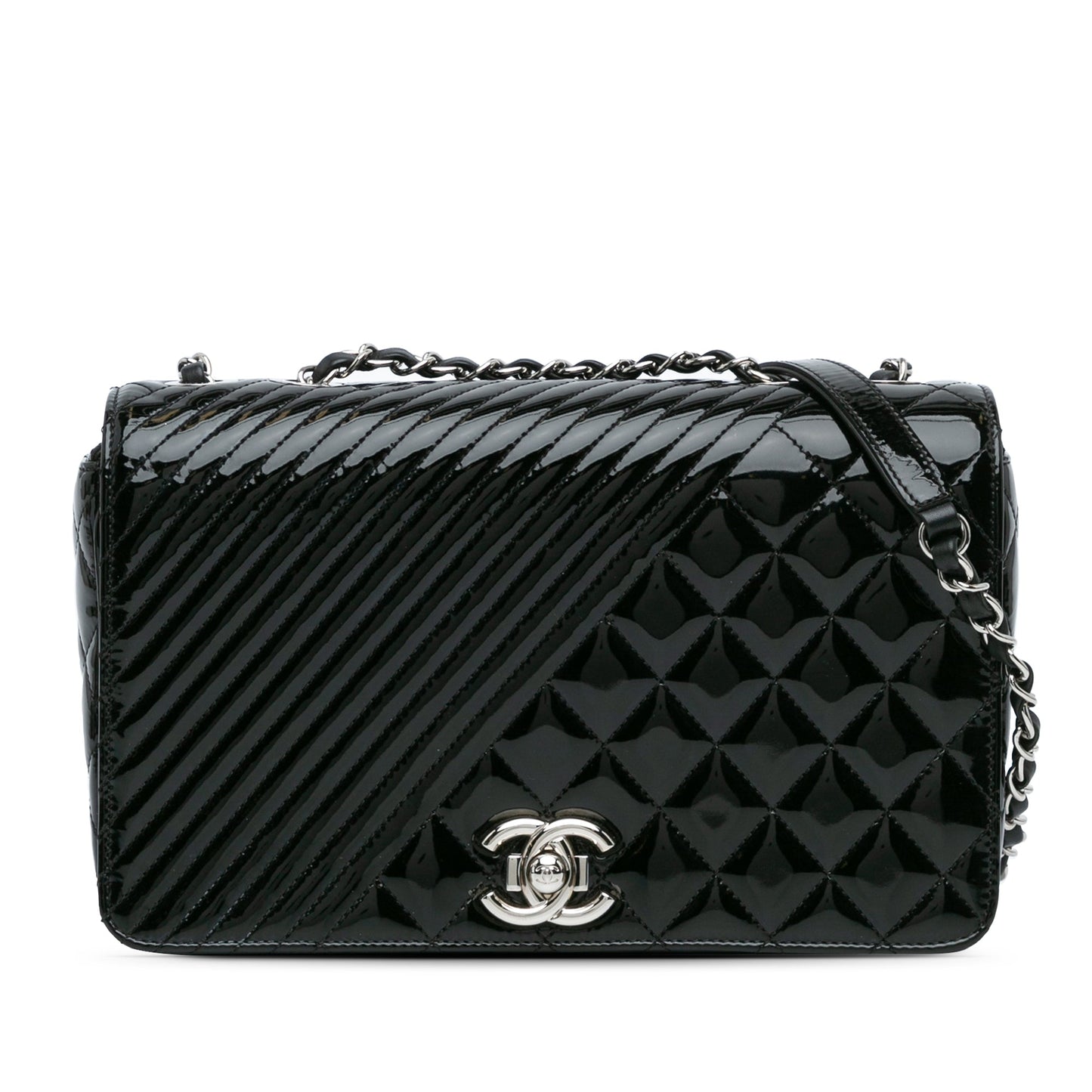 Black Chanel Medium Patent Coco Boy Flap Shoulder Bag