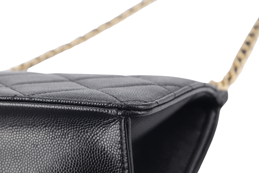 CHANEL 23A CHAIN SHOULDER BAG MICROCHIP (GCNHxxxx) BLACK CAVIAR LEATHER GOLD HARDWARE WITH DUST COVER AND BOX