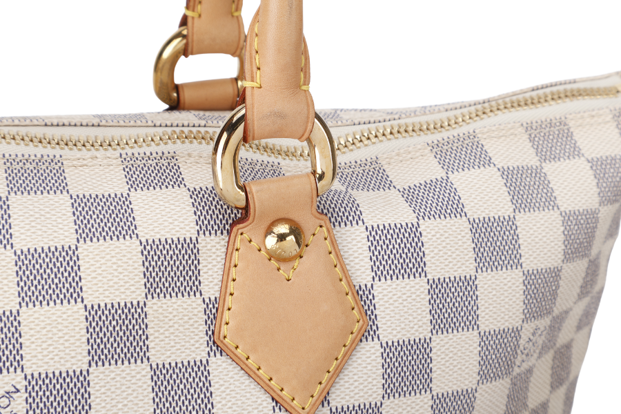 LOUIS VUITTON SALEYA GM DAMIER AZUR SHOULDER BAG CANVAS GOLD HARDWARE DU1067 NO DUST COVER