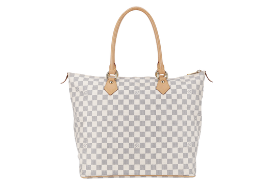 LOUIS VUITTON SALEYA GM DAMIER AZUR SHOULDER BAG CANVAS GOLD HARDWARE DU1067 NO DUST COVER
