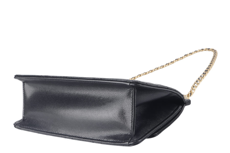 CHANEL 23A CHAIN SHOULDER BAG MICROCHIP (GCNHxxxx) BLACK CAVIAR LEATHER GOLD HARDWARE WITH DUST COVER AND BOX