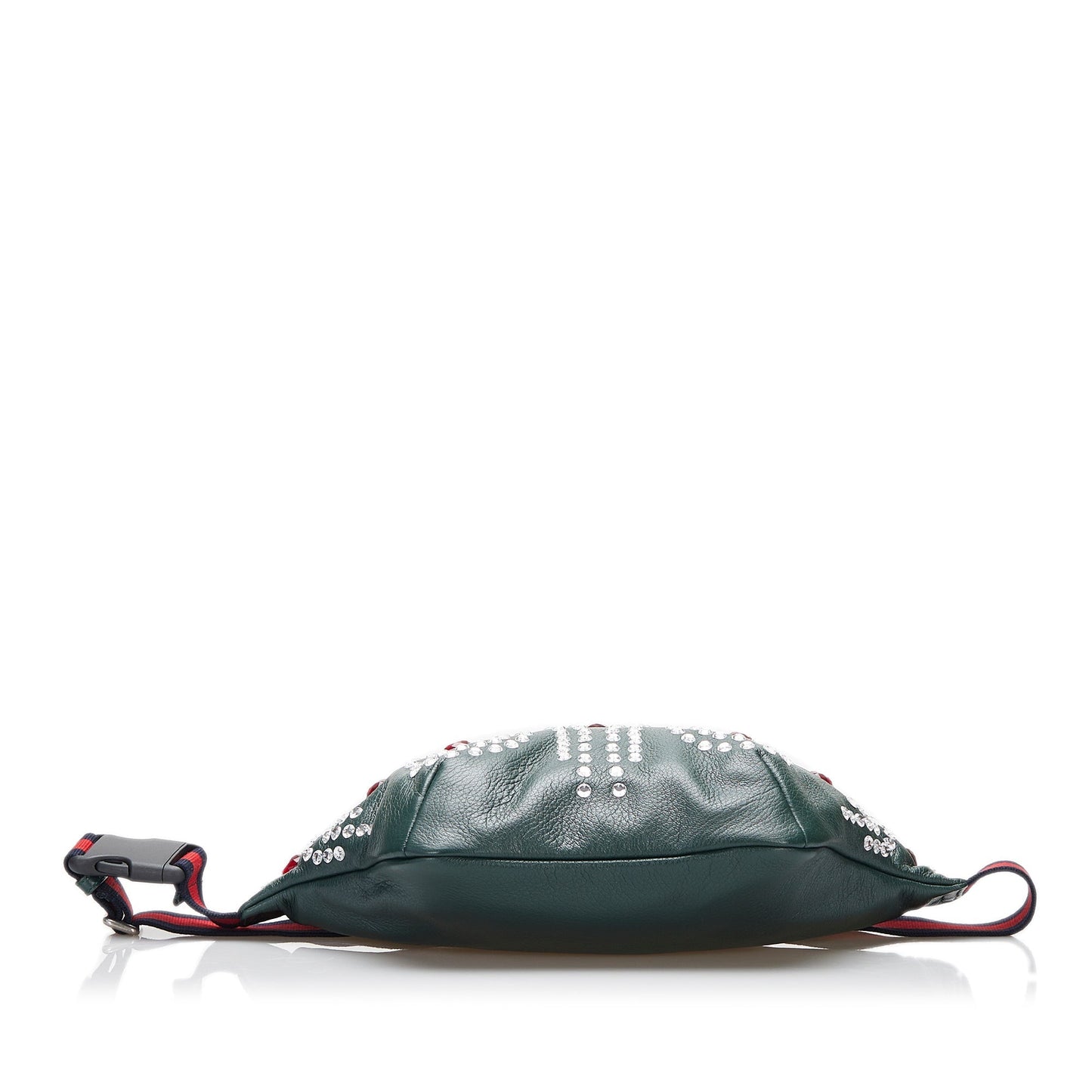 Gucci Web Belt Bag Green Crystal Embellished Leather