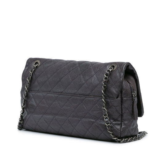 Gray Chanel Jumbo Quilted Caviar Easy Flap Shoulder Bag
