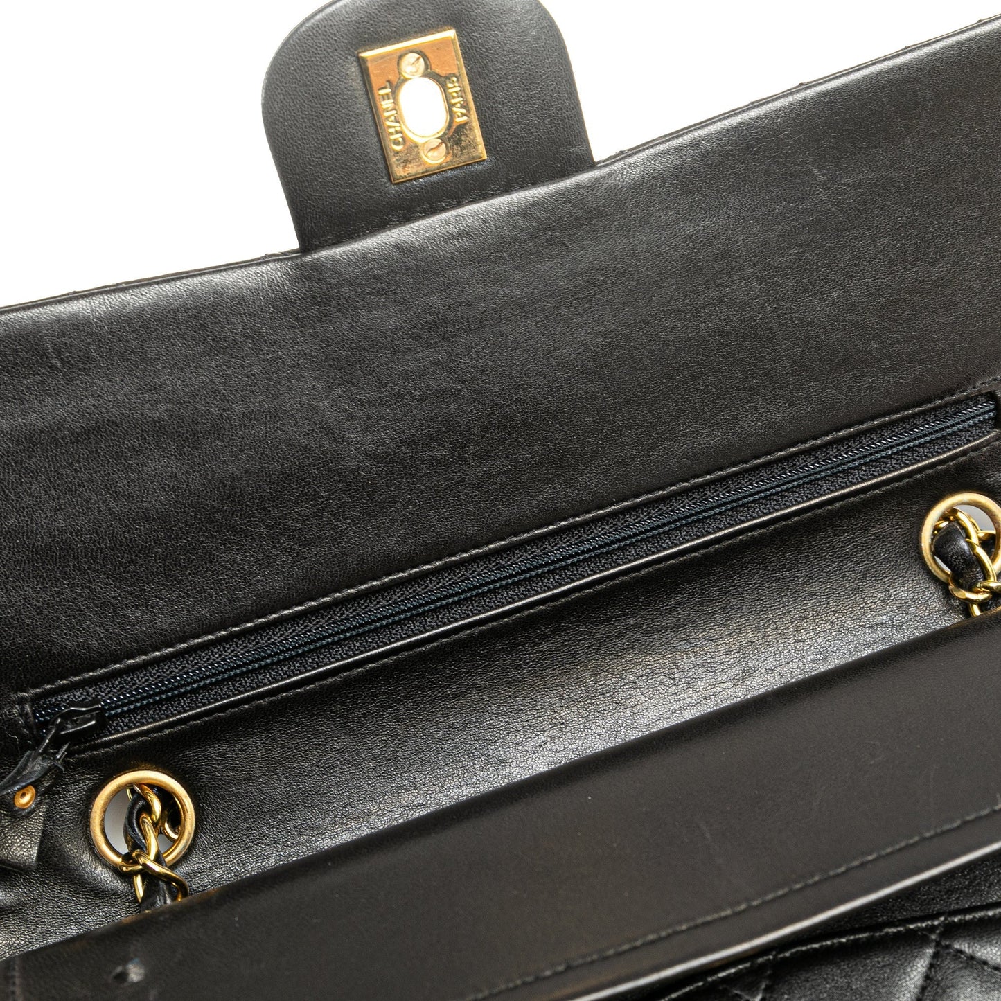 Black Chanel Medium Classic Lambskin Double Flap Shoulder Bag