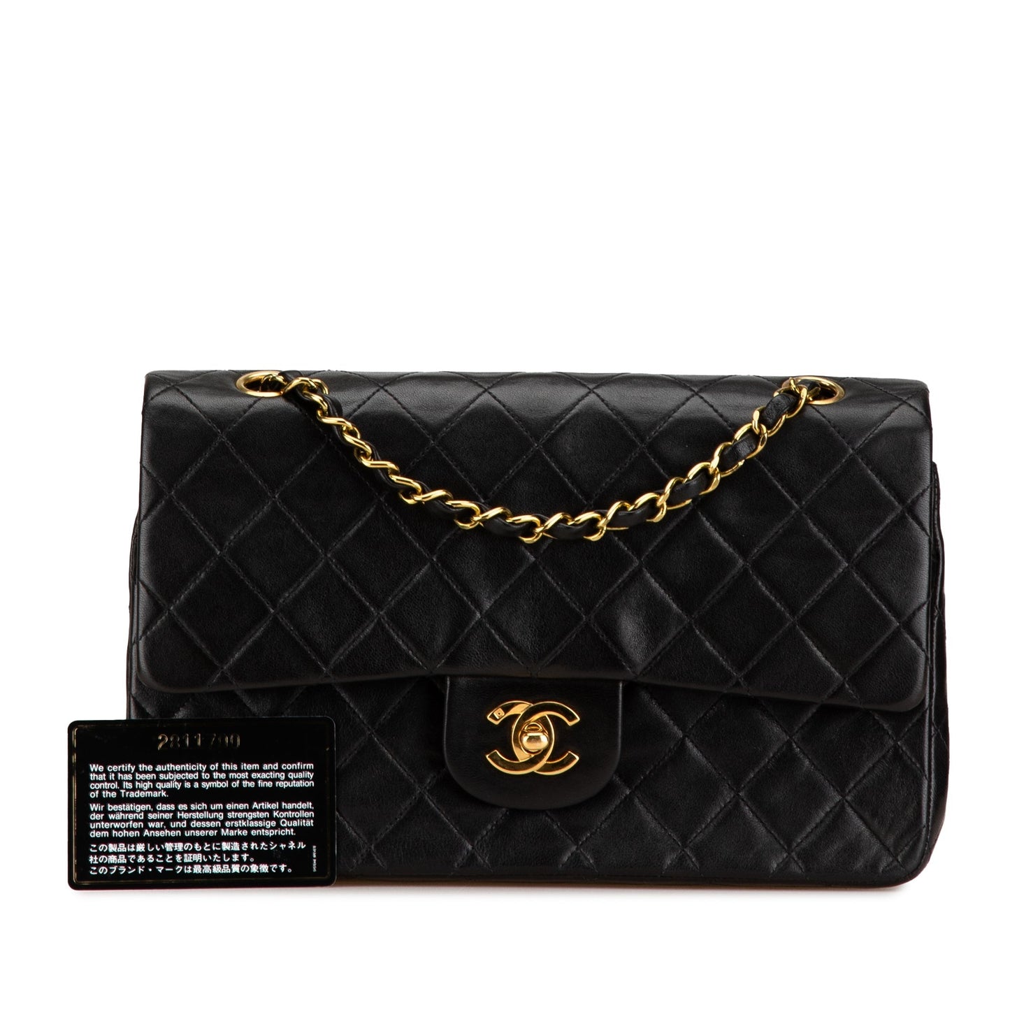 Black Chanel Medium Classic Lambskin Double Flap Shoulder Bag