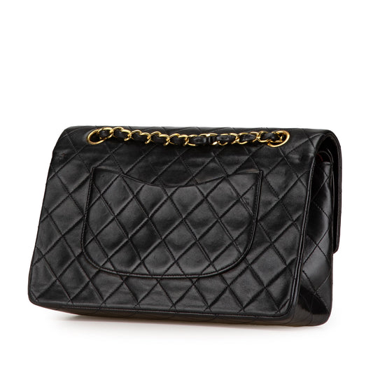 Black Chanel Medium Classic Lambskin Double Flap Shoulder Bag