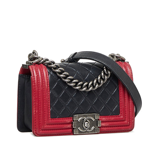 Black Chanel Small Bicolor Boy Shoulder Bag