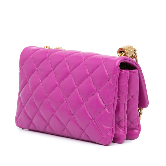 Purple Chanel Small Quilted Lambskin Pillow Crush Flap Shoulder Bag