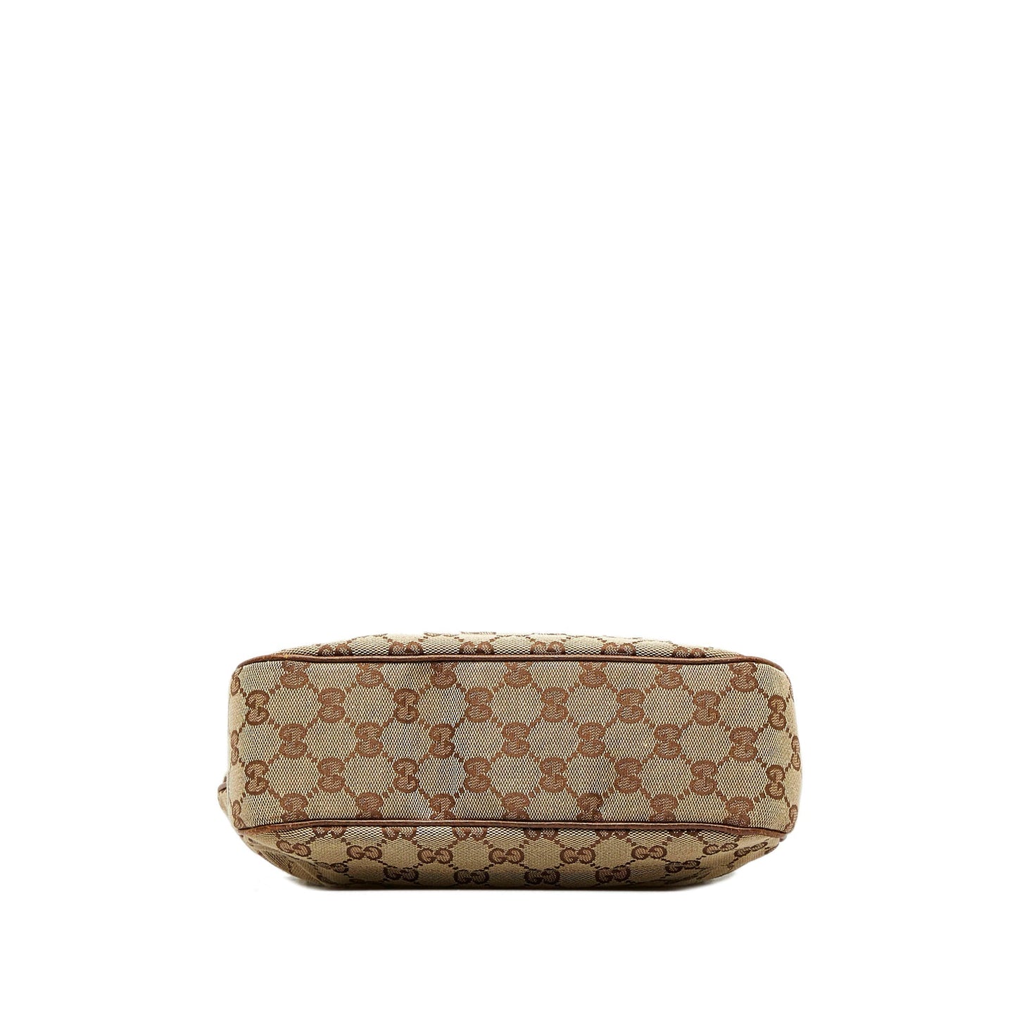Tan Gucci GG Canvas Jackie Piston Lock Tote Bag