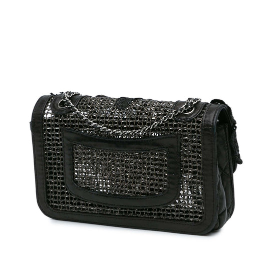 Black Chanel Small Mesh Butterfly Flap Shoulder Bag
