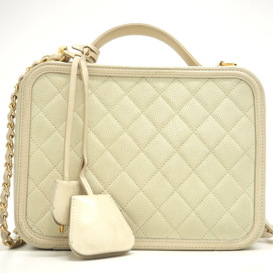 CHANEL Shoulder Bag Matt caviar skin beige COCO Mark