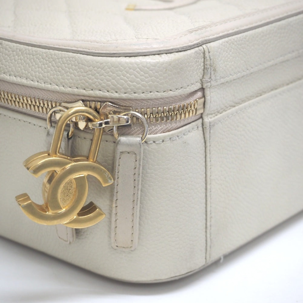 CHANEL Shoulder Bag Matt caviar skin beige COCO Mark