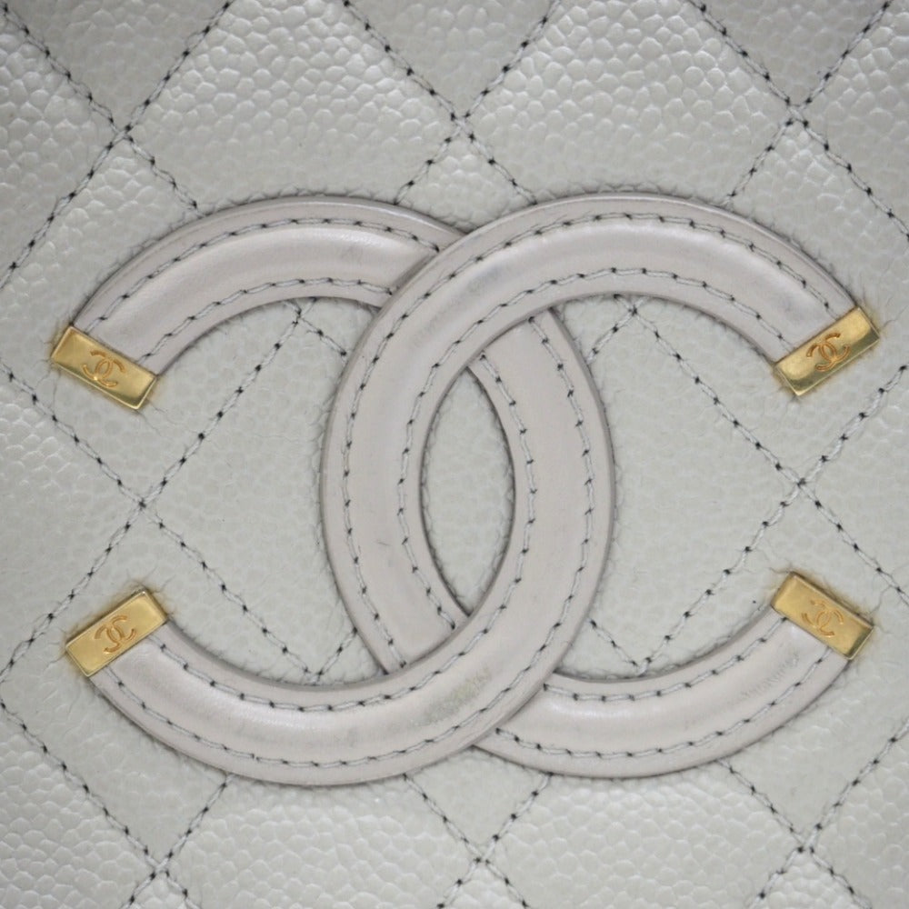 CHANEL Shoulder Bag Matt caviar skin beige COCO Mark