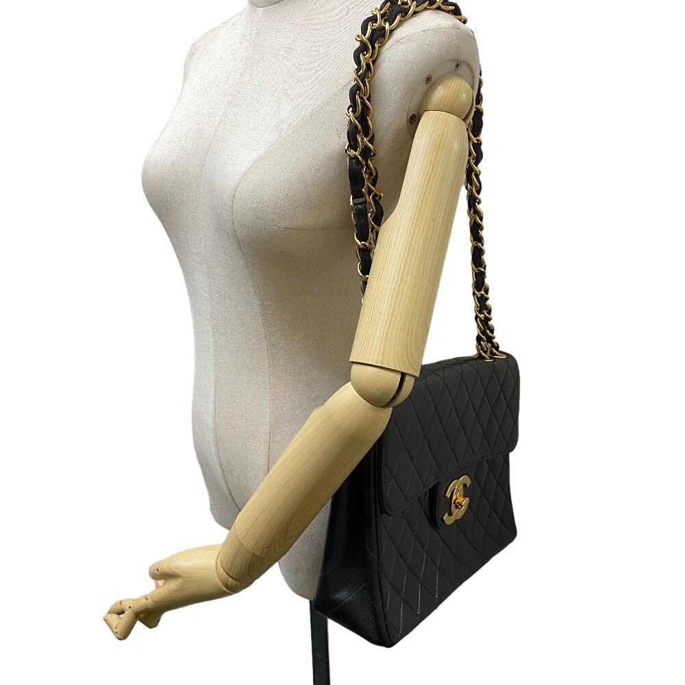 CHANEL Shoulder Bag lambskin black lambskin Deca Trasse 30