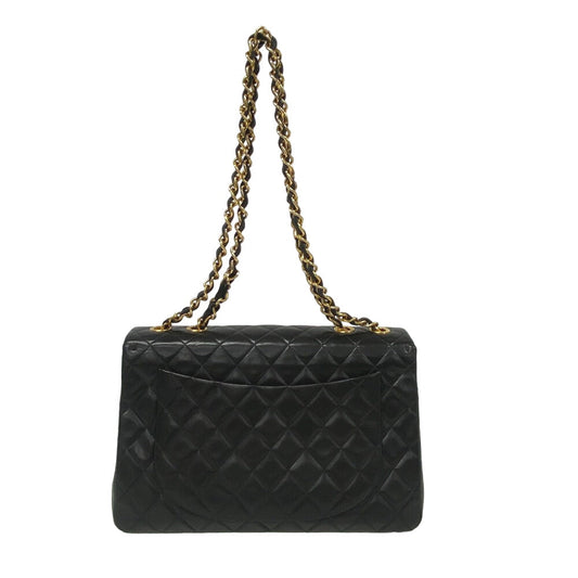 CHANEL Shoulder Bag lambskin black COCO Mark Deca Trasse