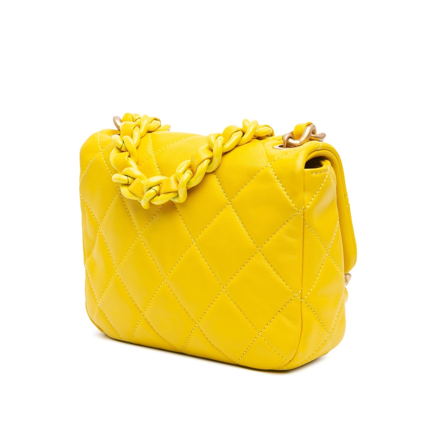 Yellow Chanel Mini Quilted Lambskin Candy Chain Crossbody Shoulder Bag
