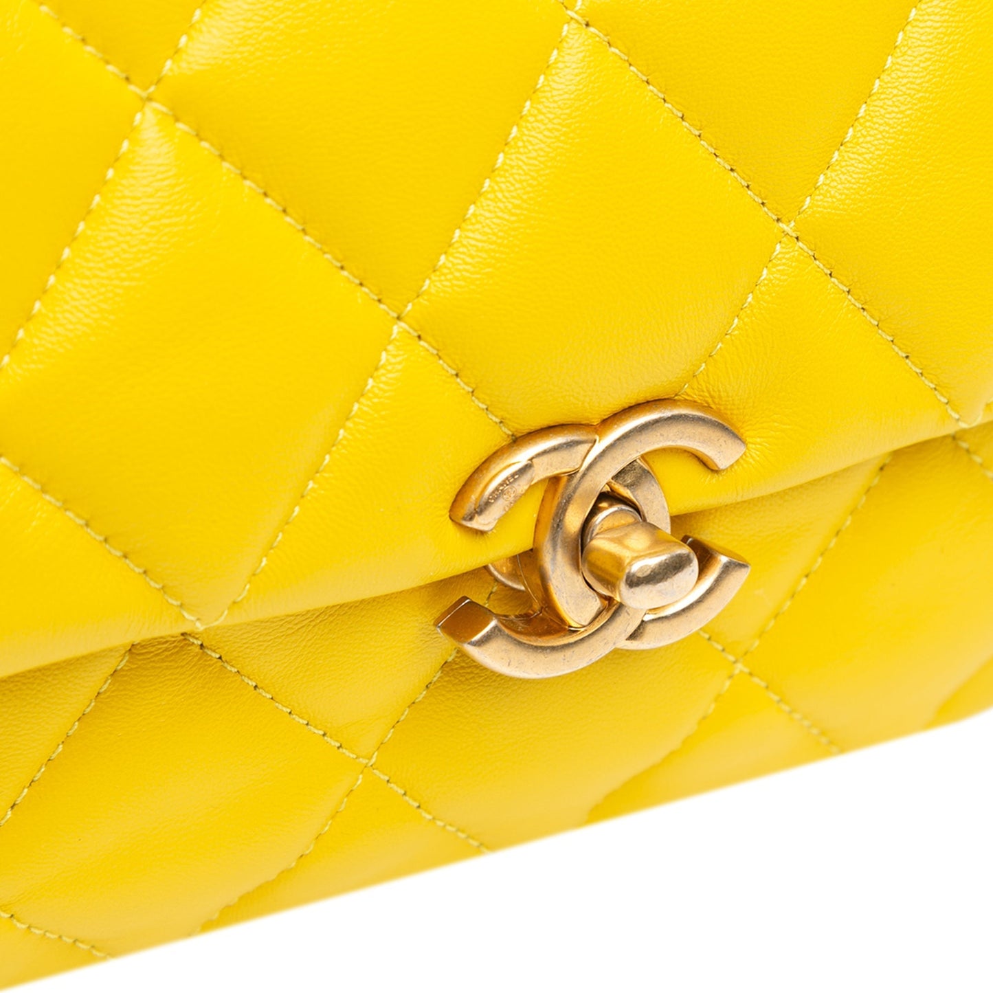 Yellow Chanel Mini Quilted Lambskin Candy Chain Crossbody Shoulder Bag