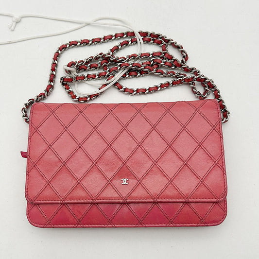 Chanel Matelasse Chain Wallet A33814 Women's Lambskin Chain/Shoulder Wallet Pink LA17738