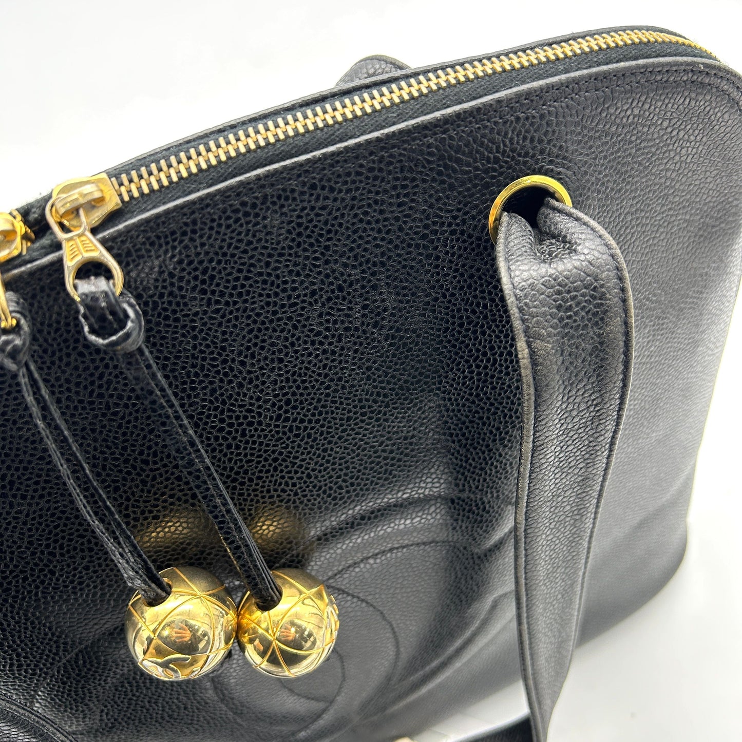 CHANEL Caviar Large CC Shoulder Bag Black  WD