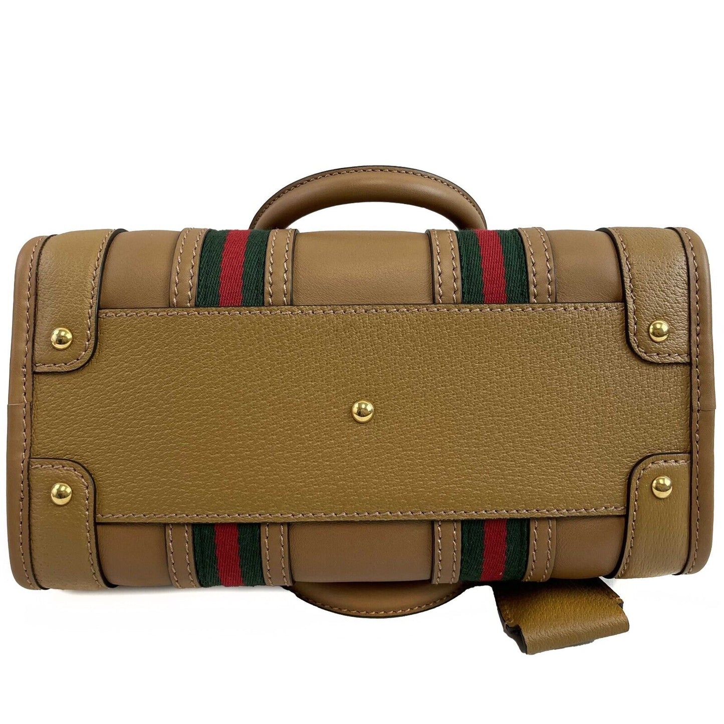 GUCCI Beige Leather Bauletto Double G Small Top Handle Tote Crossbody Bag