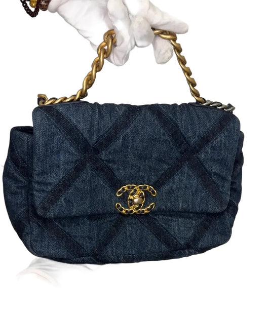 CHANEL Large Denim 19 Flap Bag A24-77