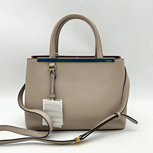 FENDI Vitello Dolce Century Petite 2Jours Tote Grigio Polvere Ciclamino  LA10258