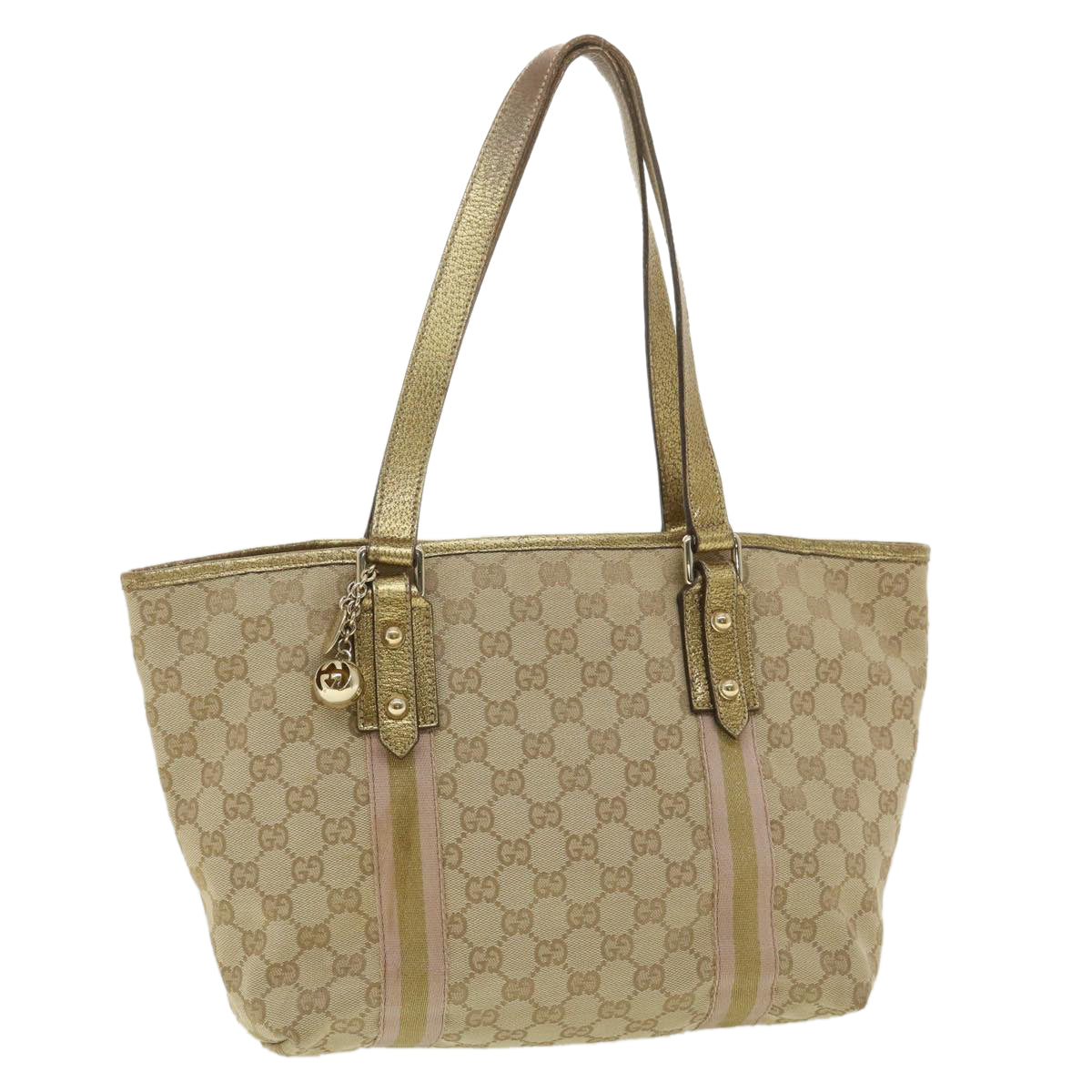 GUCCI GG Canvas Tote Bag Beige Gold 137396  ac1626