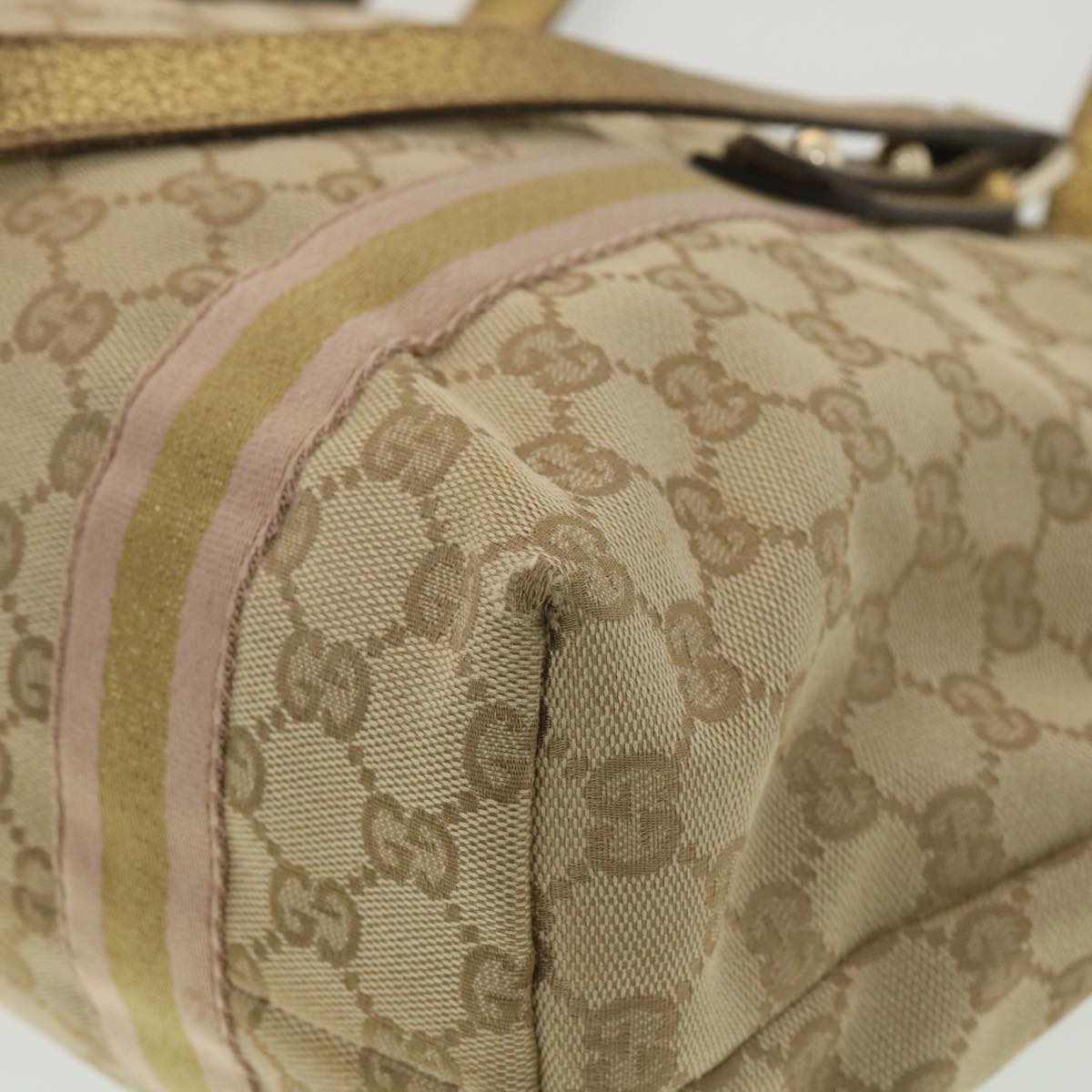 GUCCI GG Canvas Tote Bag Beige Gold 137396  ac1626