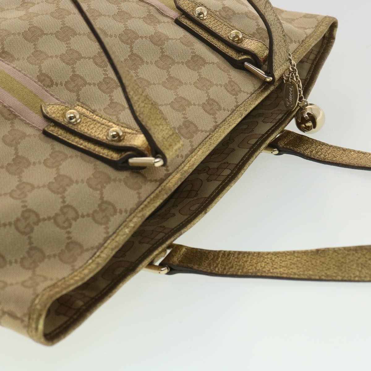 GUCCI GG Canvas Tote Bag Beige Gold 137396  ac1626