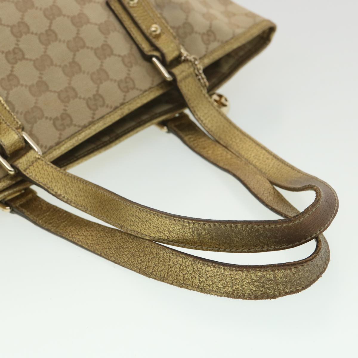 GUCCI GG Canvas Tote Bag Beige Gold 137396  ac1626