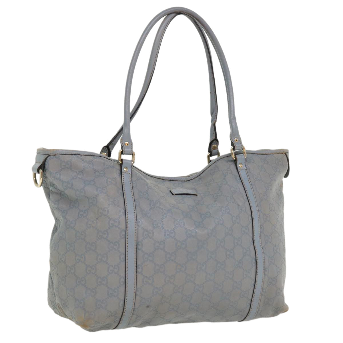 GUCCI GG Canvas Shoulder Bag Leather Light Blue 197953  ac1765