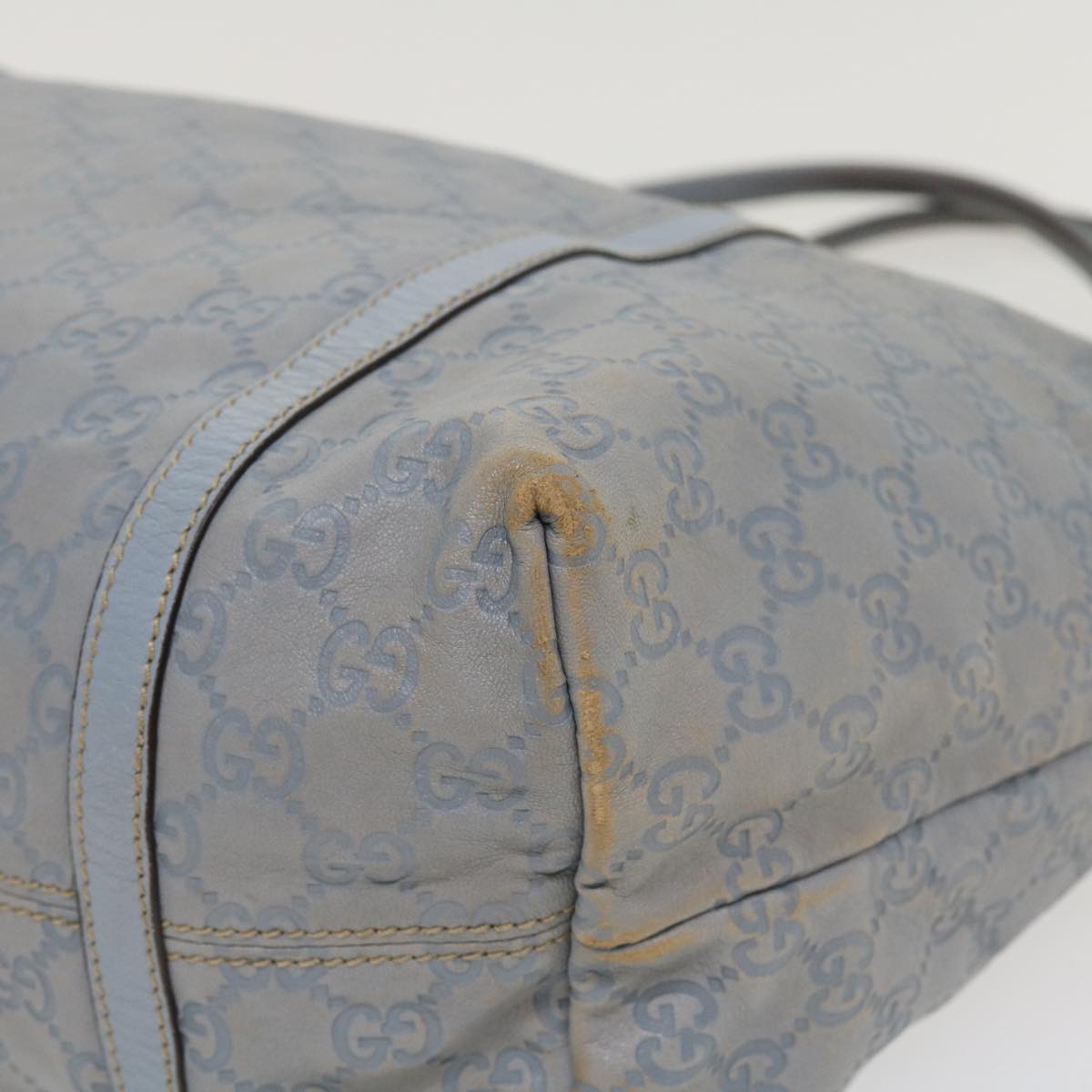 GUCCI GG Canvas Shoulder Bag Leather Light Blue 197953  ac1765