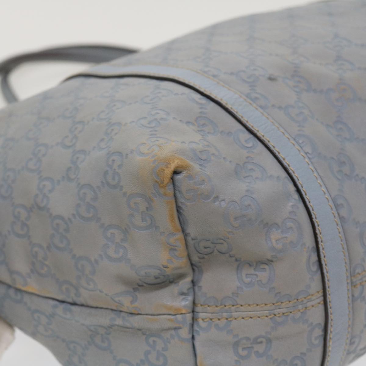 GUCCI GG Canvas Shoulder Bag Leather Light Blue 197953  ac1765