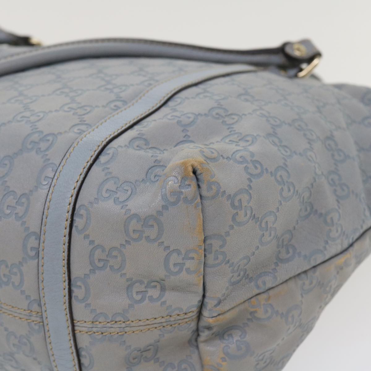 GUCCI GG Canvas Shoulder Bag Leather Light Blue 197953  ac1765