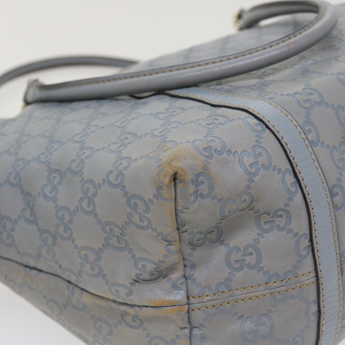 GUCCI GG Canvas Shoulder Bag Leather Light Blue 197953  ac1765