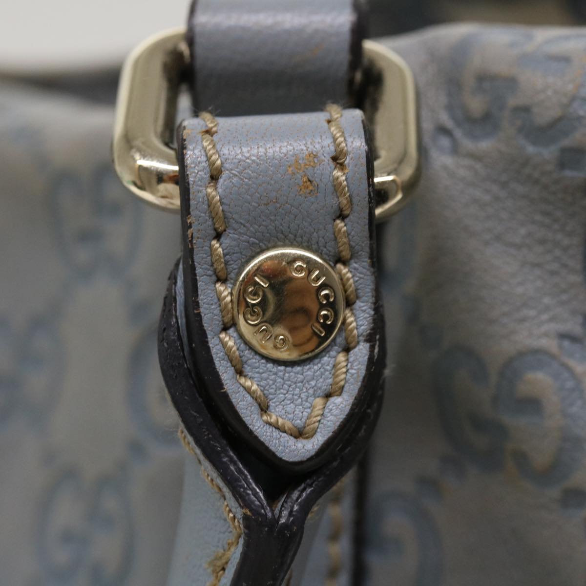 GUCCI GG Canvas Shoulder Bag Leather Light Blue 197953  ac1765